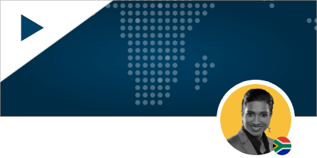 Dineshrie Pillay Headshot on World Map Background