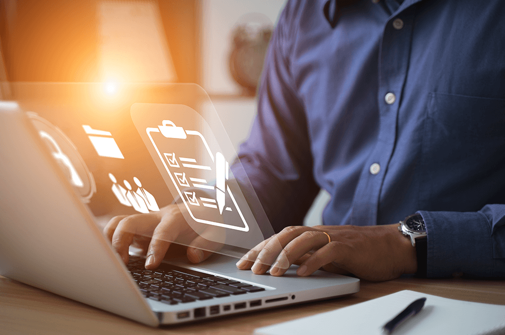 Man working on laptop