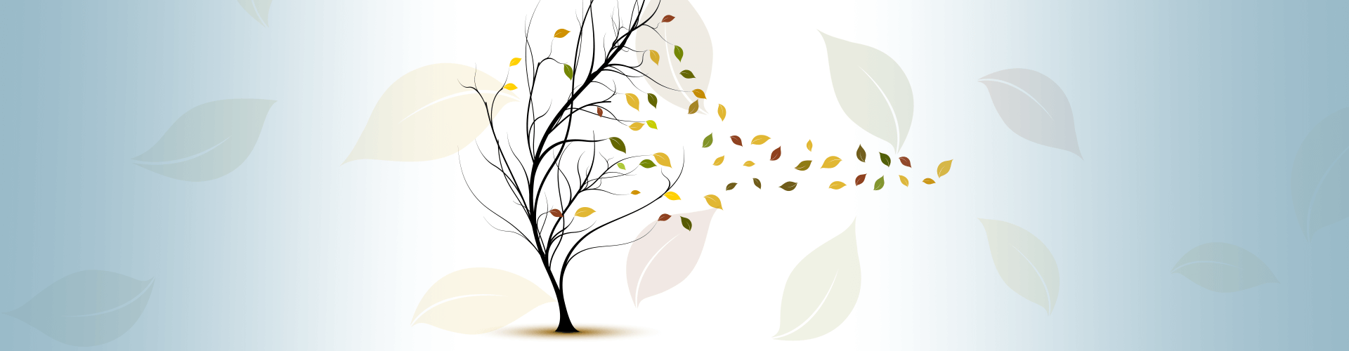 Tree with leaves falling