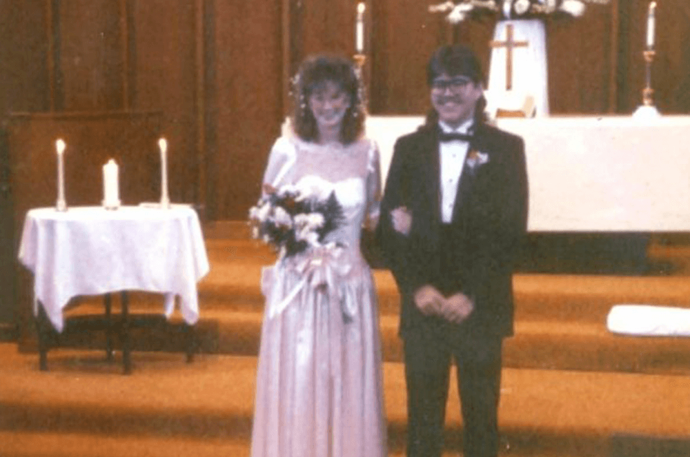 Matt and his wife, Jeanine, on their wedding day.