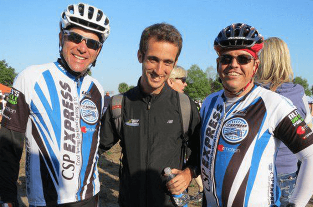 Matt and cycling buddies just before a 100-mile charity bike ride, May 2016.