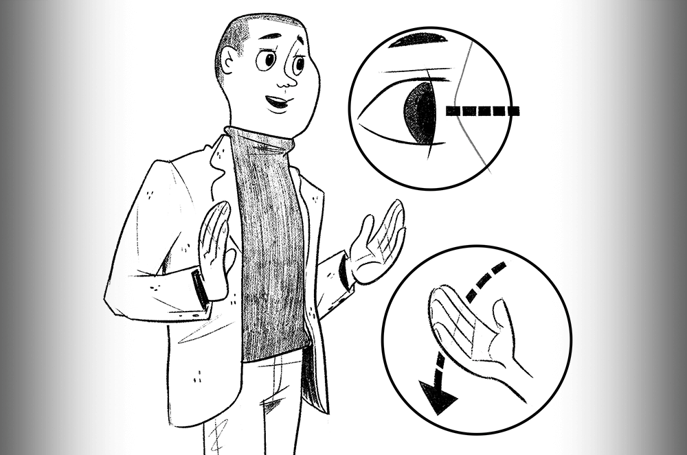 Illustration of man gesturing with hands