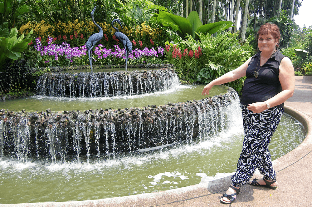 Carolyn Becker, DTM, of Ropeley, Queensland, Australia, visits Singapore Orchid Gardens.