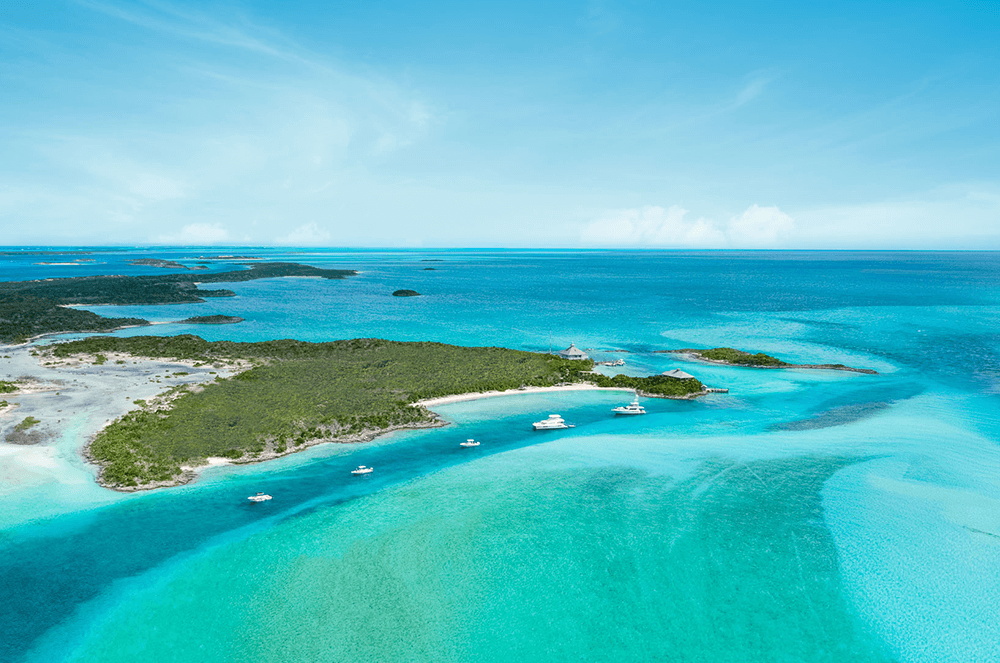 Islands and ocean landscape in The Bahamas