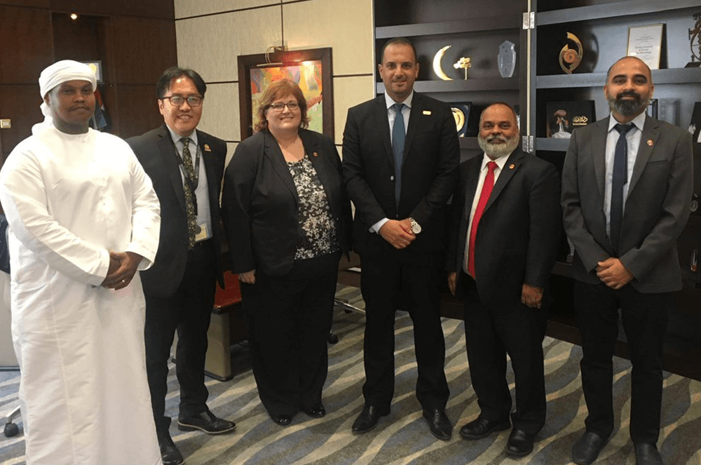 Morag Mathieson on a club-building visit to Ajman University in the United Arab Emirates.