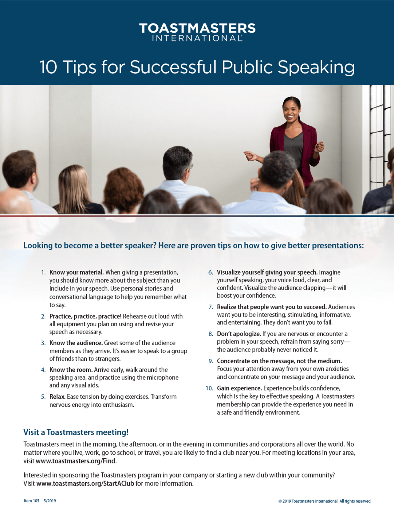 10 Tips for Successful Public Speaking Flier
