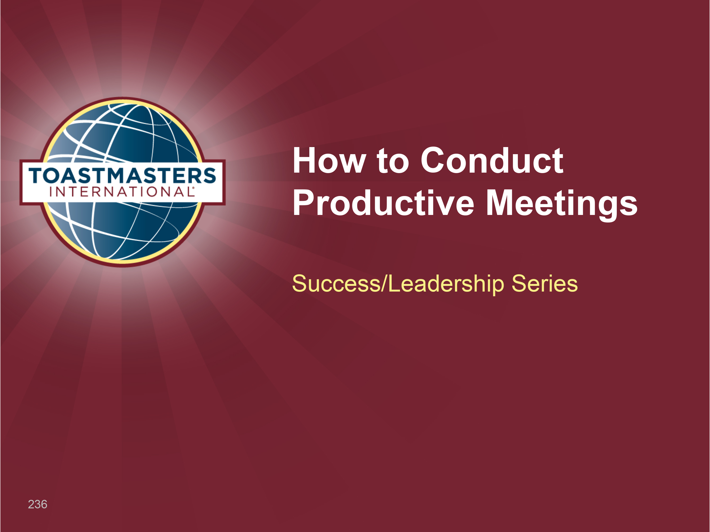 How to Conduct Productive Meetings Workshop (PPT)