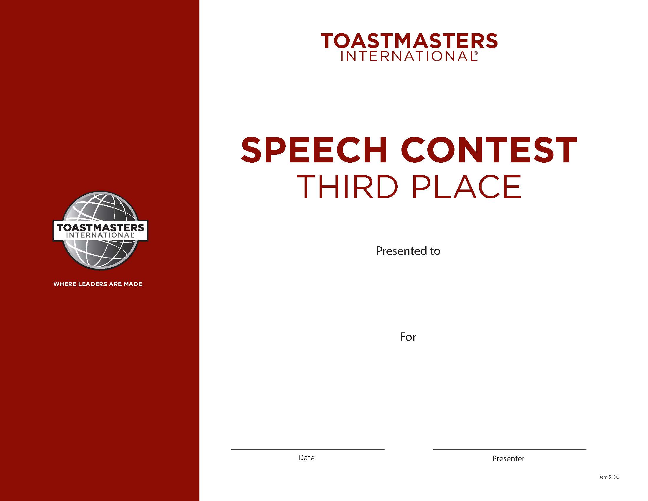 speech contest award certificate