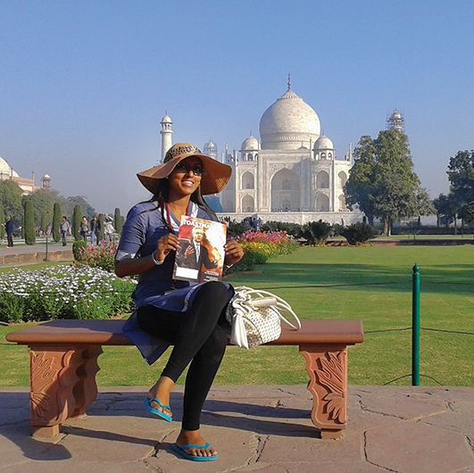 Ruwani Wimalasena, ACG, ALB, from  Sri Lanka, visits the Taj Mahal in Agra, India.