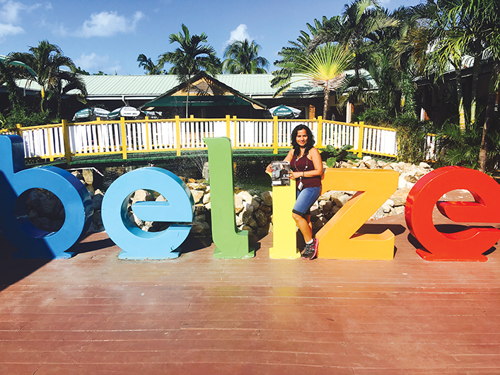 Deepa Venkat, ACS, ALB, from Frisco, Texas, stops in Belize during a Caribbean Cruise.