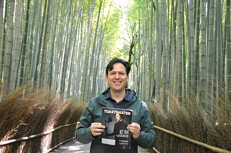 Juan Carlos Duran, ACB, ALB, from Barcelona, Spain, visits the Arashiyama Bamboo Grove in Kyoto, Japan.