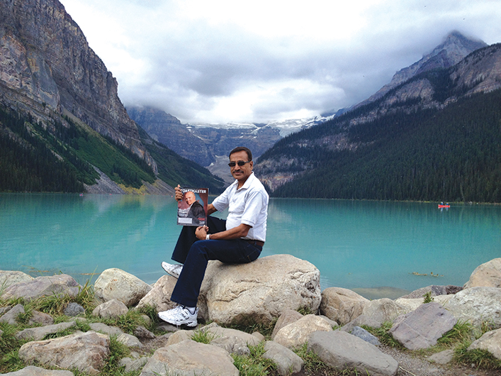 Sethuraman Kumaraswamy, CC, from ­Kingston, Jamaica, enjoys the view in Banff National Park in the Canadian Rockies.