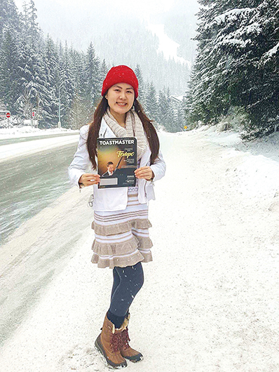 Candace April Tan, CC, from Rizal, Philippines, enjoys the snow in Whistler, British Columbia, Canada.