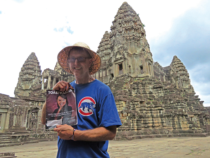 Mark Brown, from Salt Lake City, Utah, visits the Angkor Wat temple complex near Siem Reap, Cambodia.