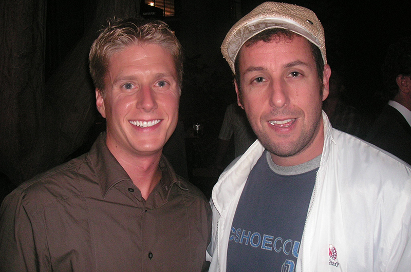 Mabry, left, with actor Adam Sandler.