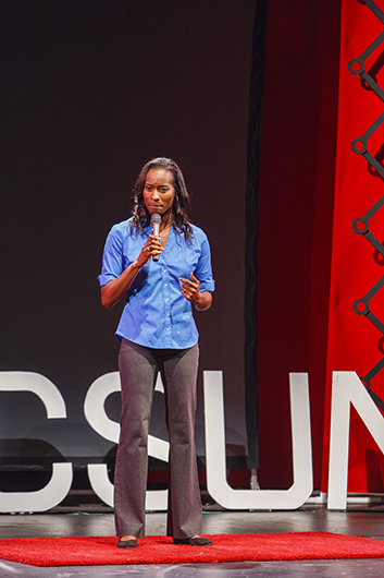 Letford gives her speech, “Brilliant Yet Broke: The Missing Tools Our Kids Need to Succeed,” at TEDxCSUN.