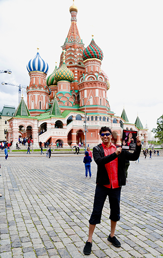 Dharmajan Patteri, DTM, from Dubai, United Arab Emirates, visits Saint Basil’s Cathedral, A UNESCO World Heritage Site in the Red Square in Moscow, Russia.