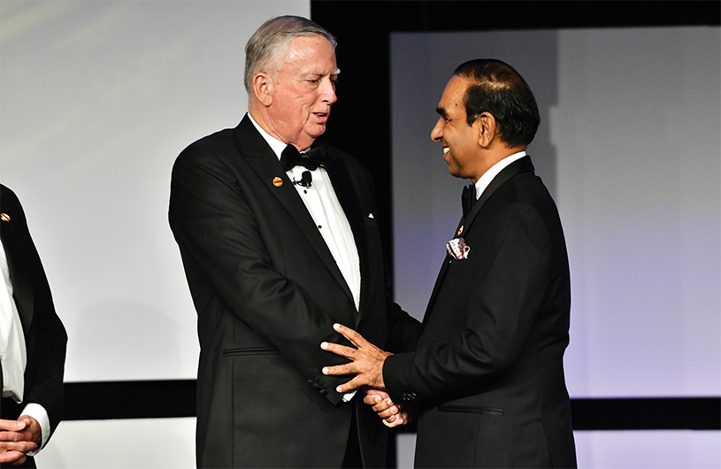 The leadership torch has now been passed from 2016–2017 International President Mike Storkey to 2017–2018 International President Balraj Arunasalam.