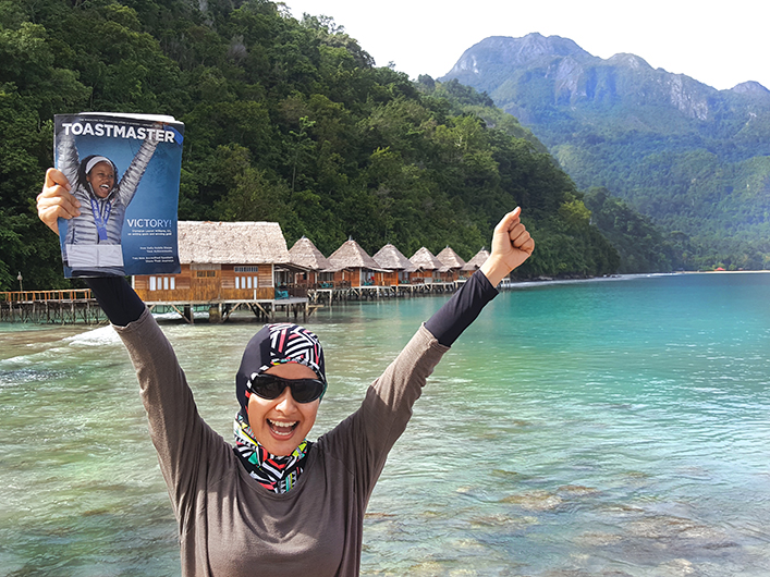 Lulus Yunindiah, from Kelapa Dua, Indonesia, takes in the beauty of the beaches at Maluku Islands in Indonesia.