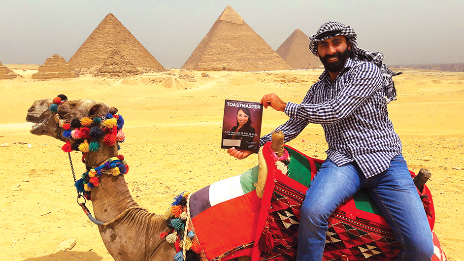 Rizk Mawass, from Jounieh, Lebanon, enjoys a camel ride while on vacation in Egypt.