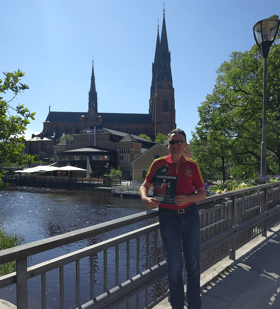 Carlos Escapa, ACS, CL, of Foster City, California, strolls by the Fyris river in the university town of Uppsala, Sweden.