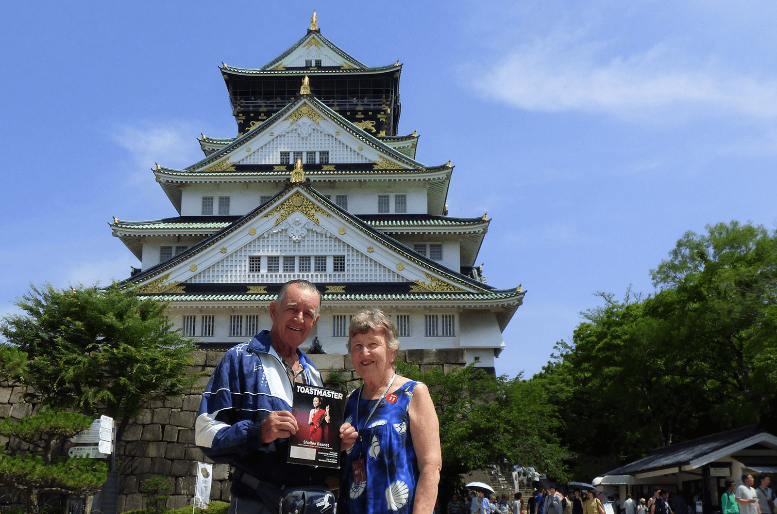 Robert Carnes, ACG, and Colleen Carnes, ACS, from Banora Point, New South Wales, Australia, visit Osaka Castle in Chūō-ku, Osaka, Japan.