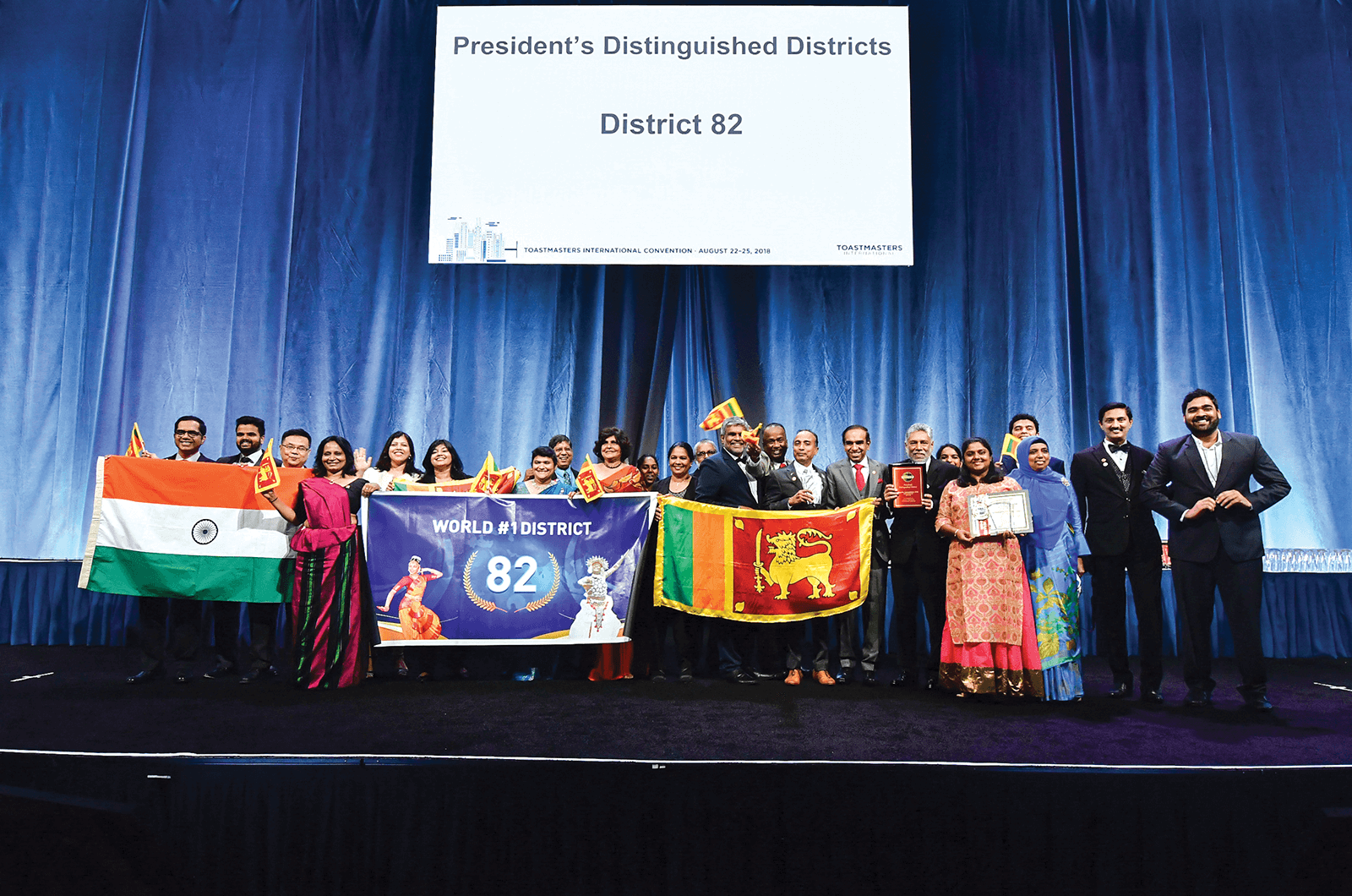 District 82 leaders from India and Sri Lanka are ­recognized for being President’s Distinguished.