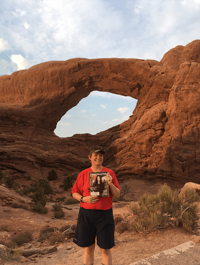 Laura Foley, ACB, ALB, of Hubbardston, Massachusetts, explores the rock formations of Arches National Park, Utah, during a trip through the American West.