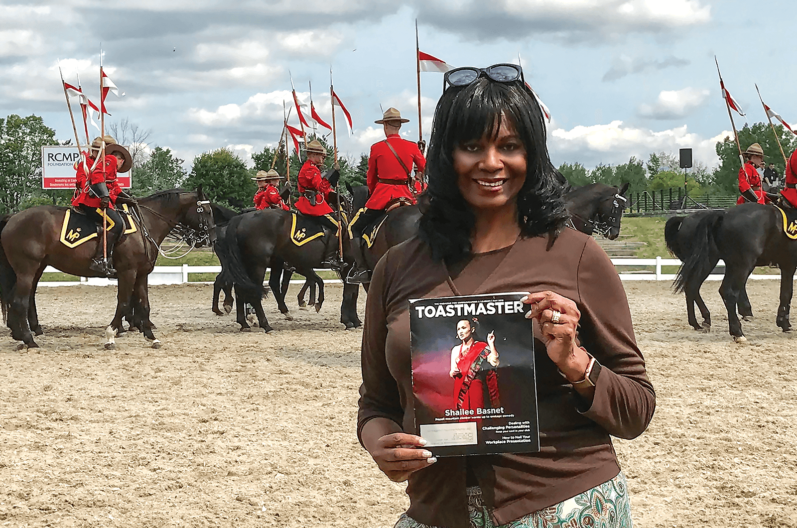 Sunny Fridge, ACB, ALB, of Jackson, Mississippi, enjoys a display by the Royal Canadian Mounted Police in Ottawa, Ontario, Canada.