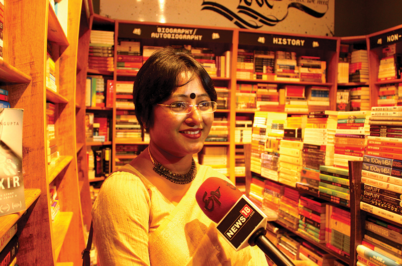 Sinjini Sengupta is interviewed by a local news channel on her novel.