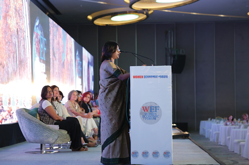 Sinjini speaks at the <a href="https://www.youtube.com/watch?v=2-_KRpmlIbs">Women Economic Forum</a> in 2017. 