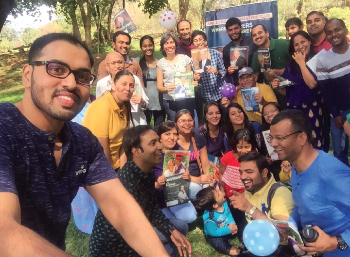 Members of the Amdavad Toastmasters club in Ahmedabad, Gujarat, India, gather for some outdoor fun.