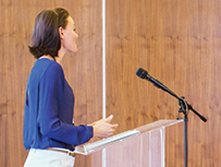 Speaker in front of audience