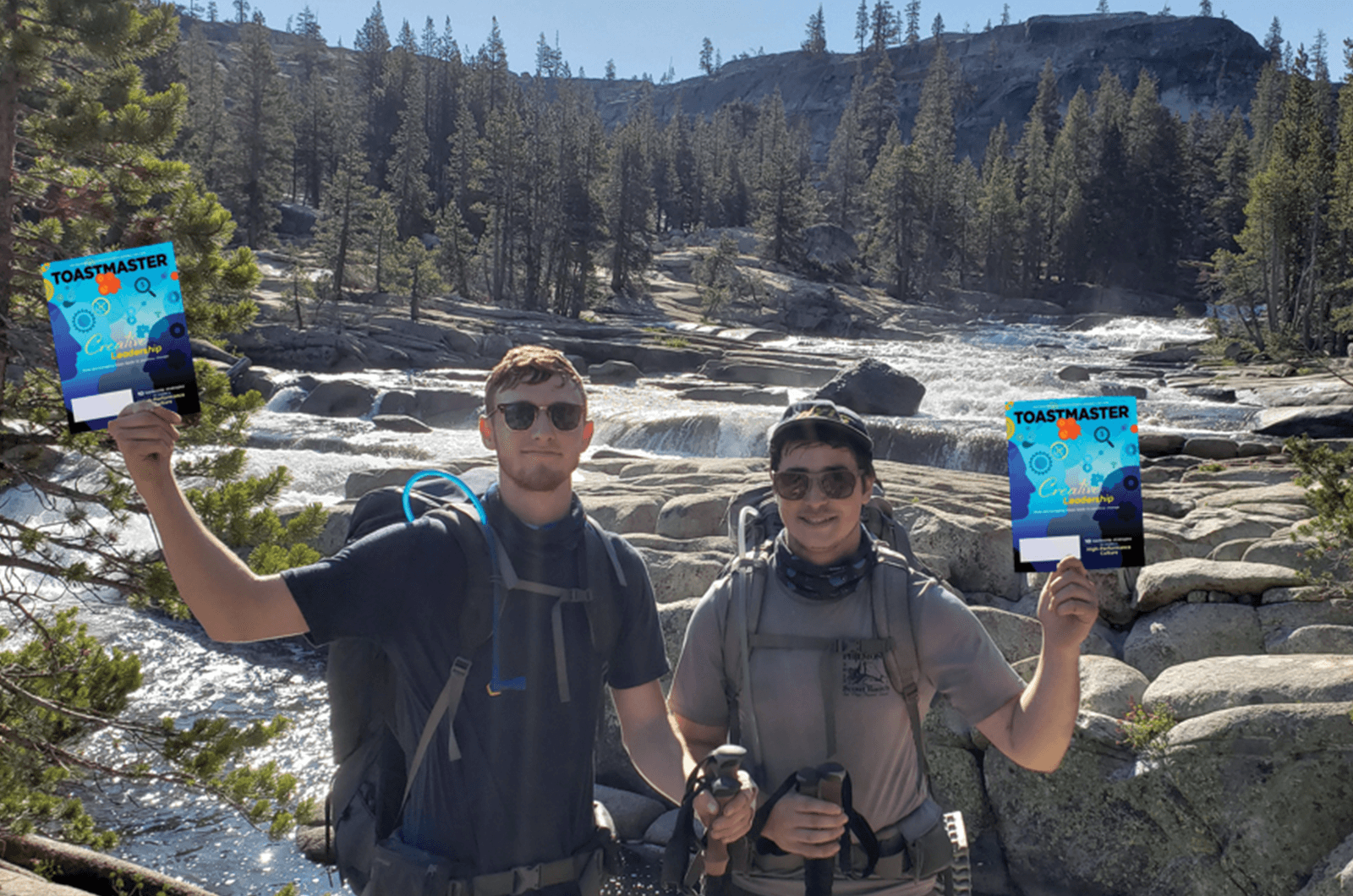 Caleb Thibodeaux and Brandon Killian, of San Diego, California, stop during a four-day, 48.85-mile (79-kilometer) backpacking trip with the Sierra Club through Yosemite National Park in California.