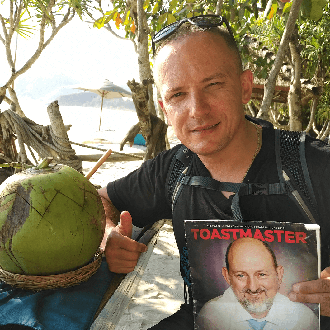 Vasily Ogievsky, CC, from Dublin, Ireland, relaxes with a coconut in Lombok, Indonesia. 