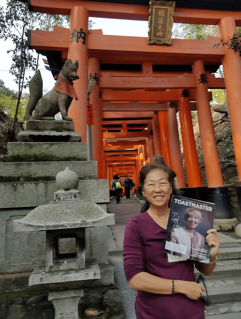 Sheri Gon, ACS, of Honolulu, Hawaii, visits Fushimi Inari Taisha, which sits at the base of Inari Mountain and leads to many smaller shrines, in Kyoto, Japan. 