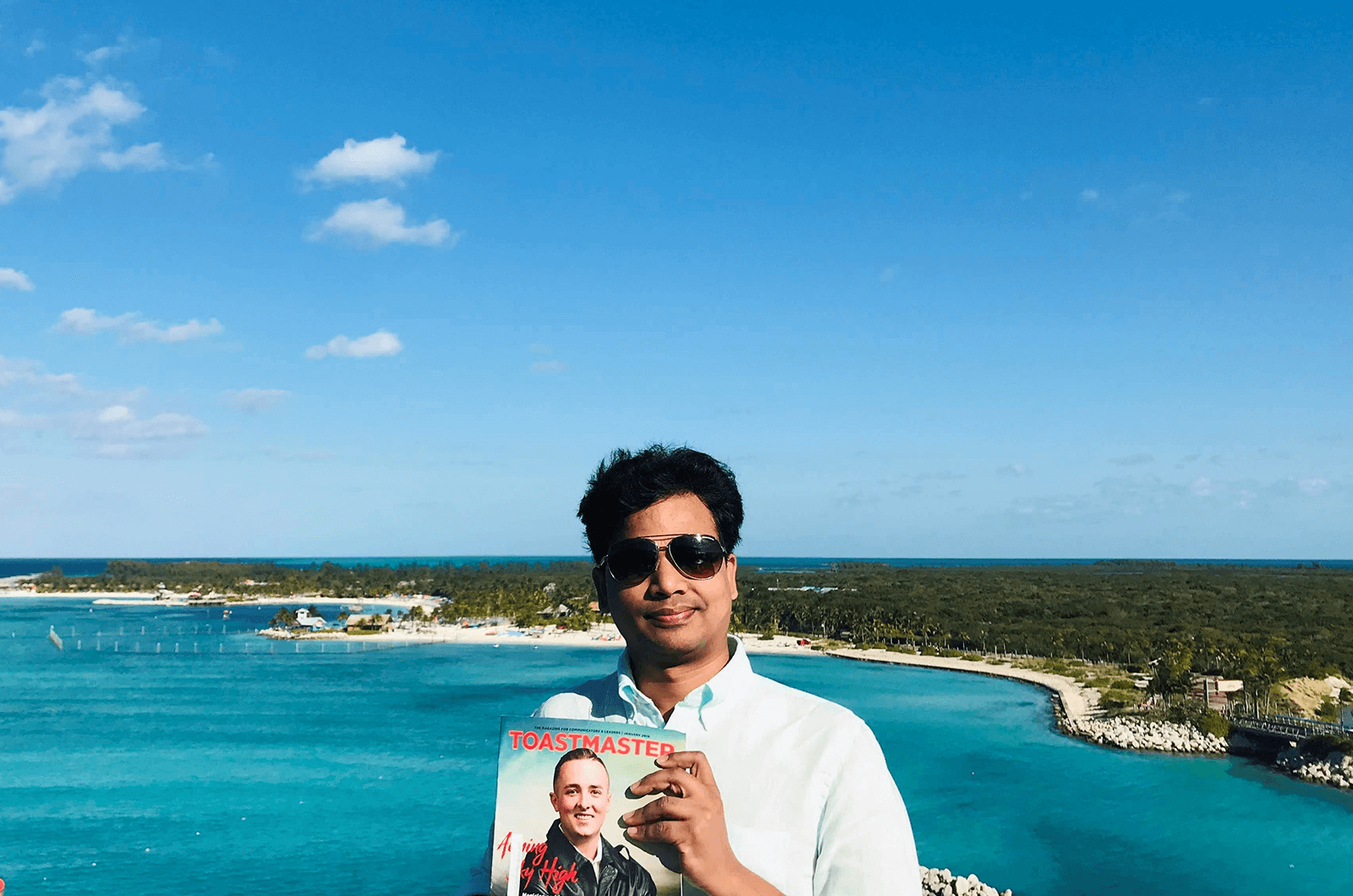 Raju Brahmandhabheri of Novi, Michigan, U.S., vacations in Castaway Cay, an exclusive port for ships with the Disney Curise Line in the Bahamas.