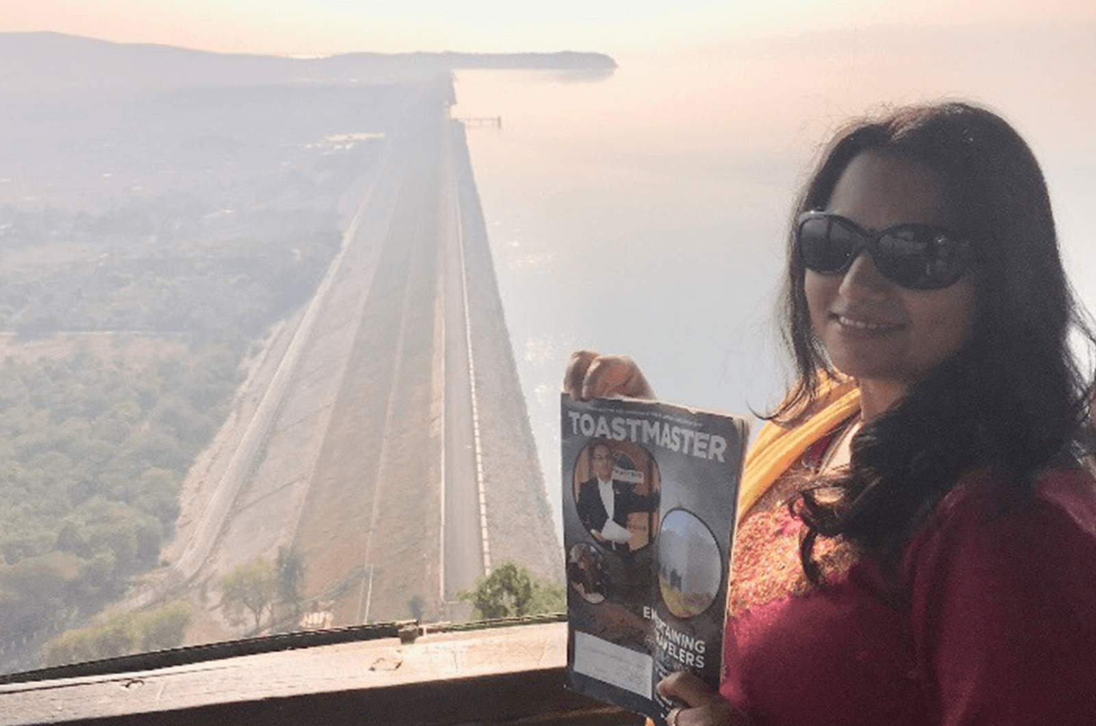 Prajn Mishra of Salinas, California, looks over the world's longest dam  - Hirakud Dam in Odisha, India.