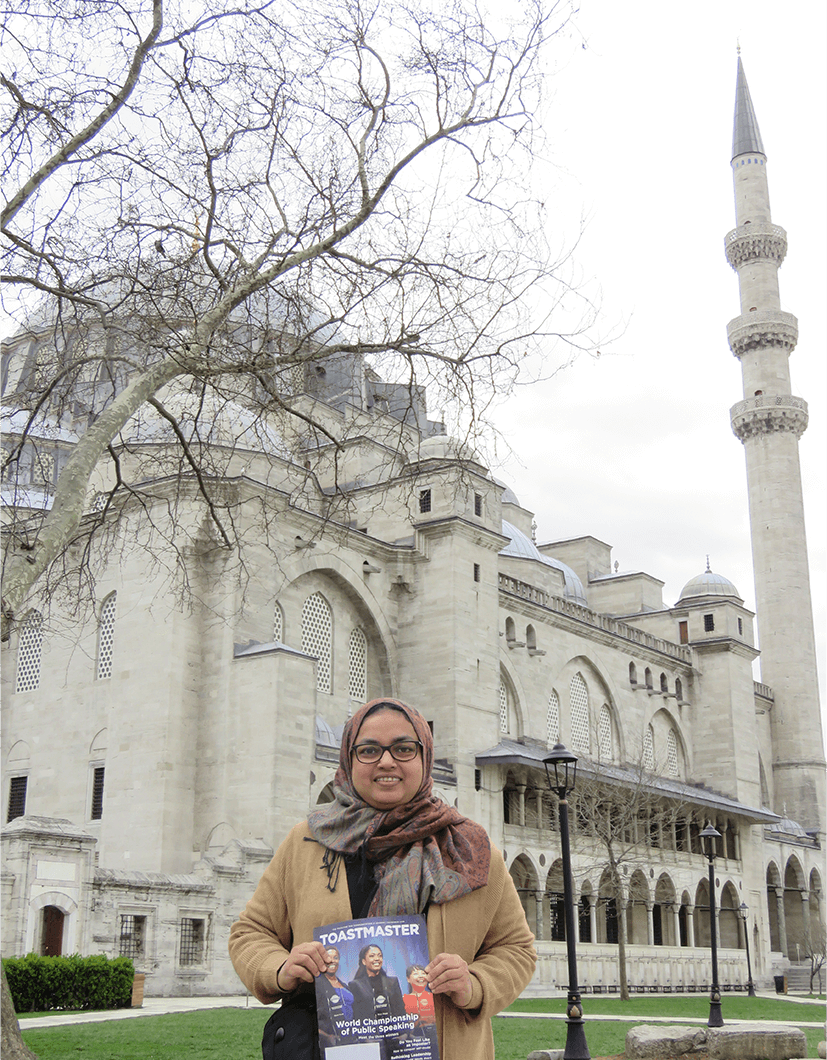 Rehna Khalid of Dubai, United Arab Emirates, enjoys a solo trip through Turkey. In this photo, she stands outside Suleymaniye Mosque—one of the best-known sights and second-largest mosque in Istanbul, Turkey. 