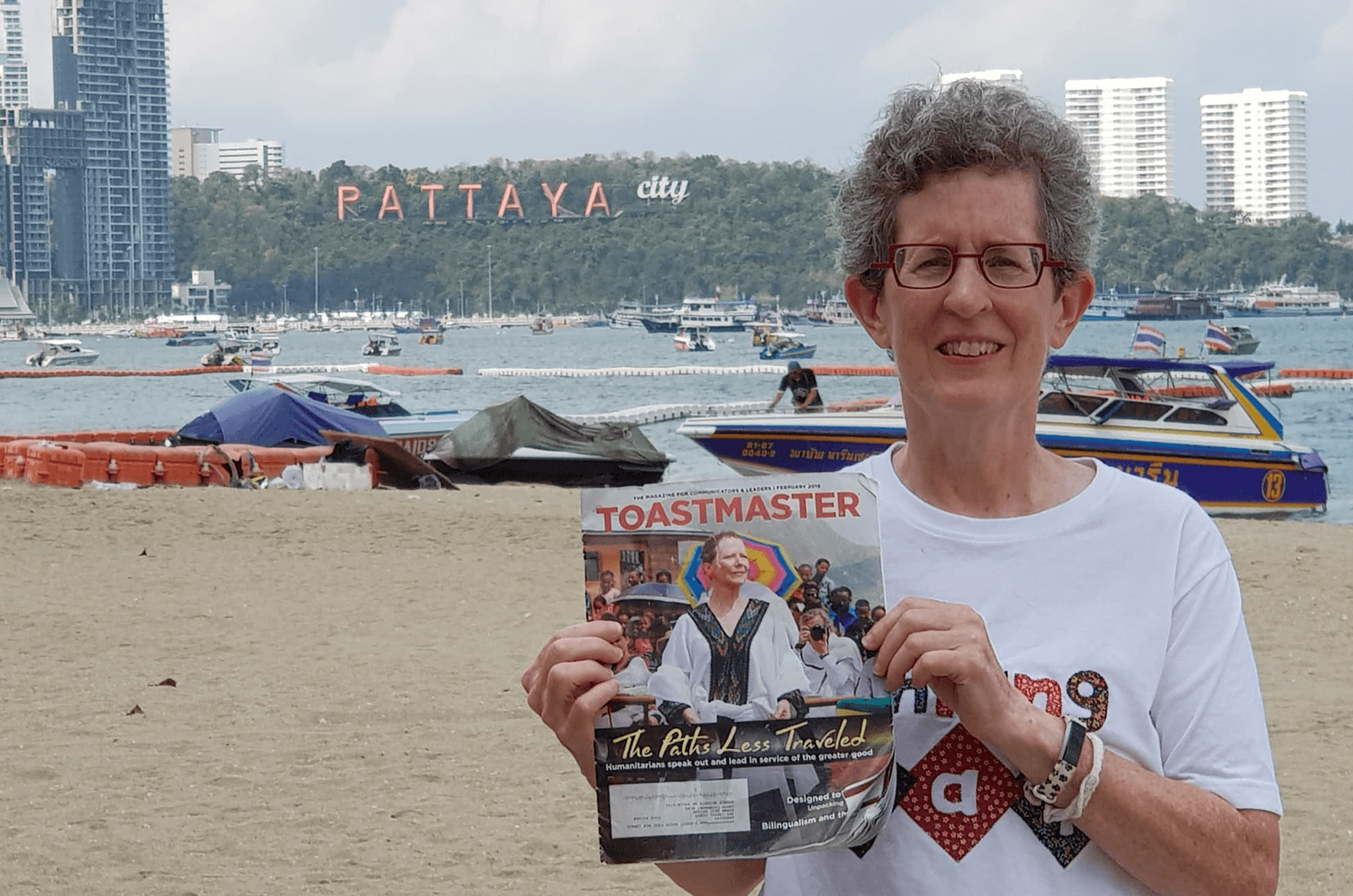 Susan Aviram of Shaker Heights, Ohio, visits Pattaya City, Thailand. She took this trip to see an exchange student who lived with her 20 years ago. 