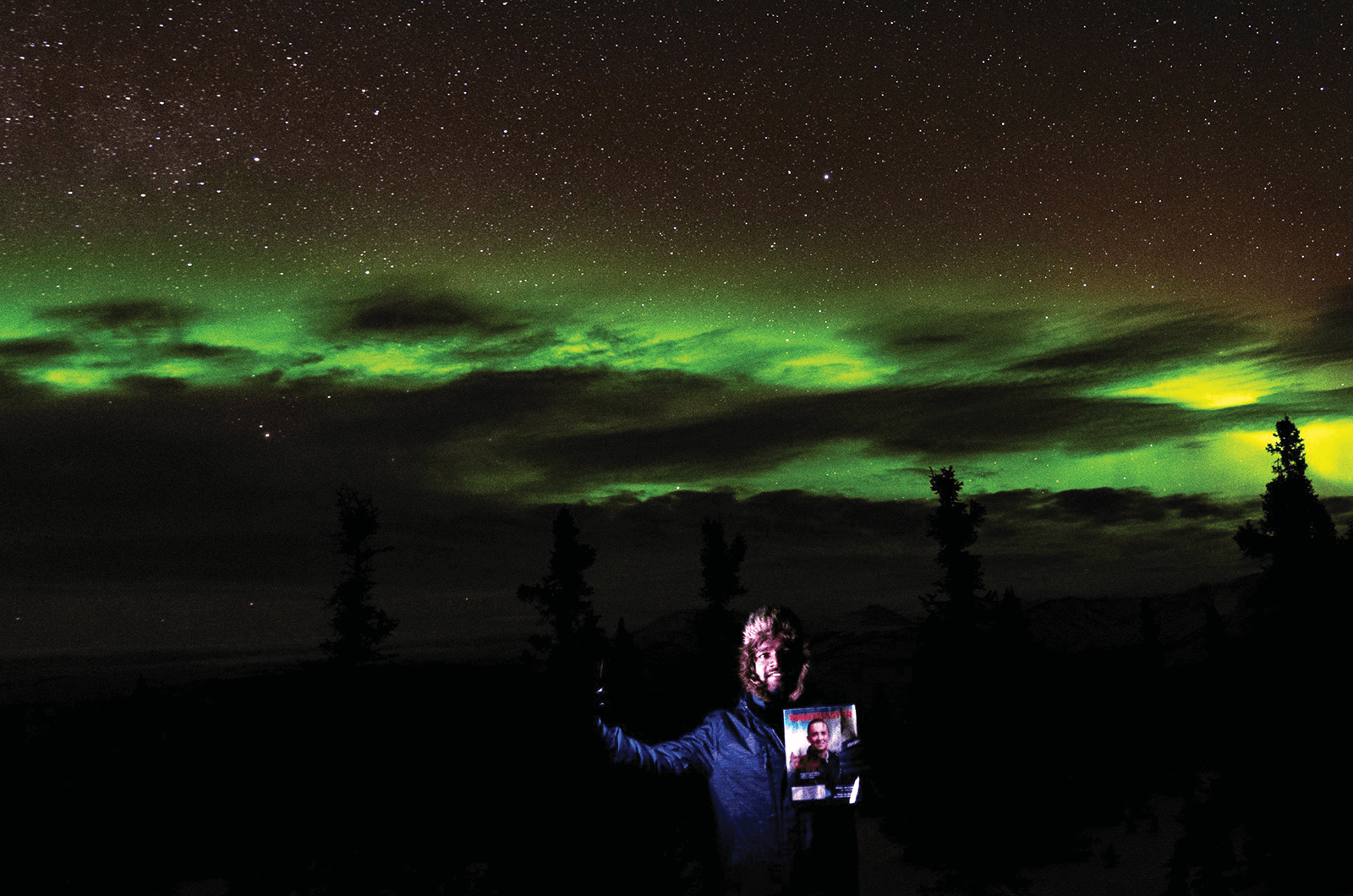 Vinay Darunam of Englewood, Colorado, finds a thrill in watching the Aurora Borealis in the city of North Pole, Alaska, U.S. 