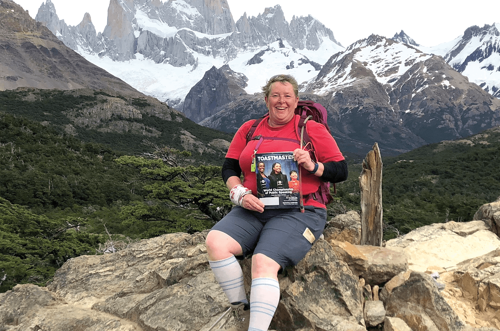France Germain of Garibaldi Highlands, British Columbia, Canada, takes in the inspiring vistas of Mount Fitz Roy near El Chaltén, Argentina.