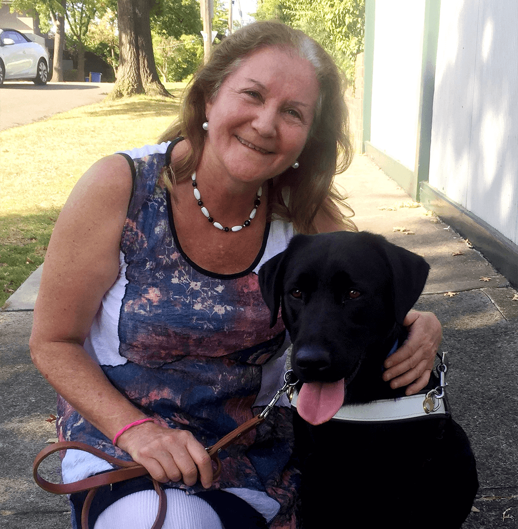 Blind woman with guide dog