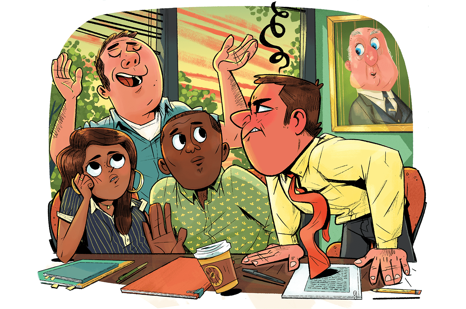 Illustration of co-workers being annoyed