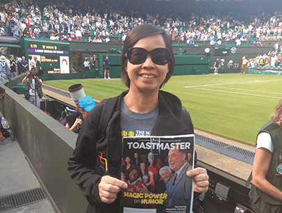 Olivia Tam of Mountain View, California, watches a tennis match in London, England, at Wimbledon, the oldest tennis tournament in the world.