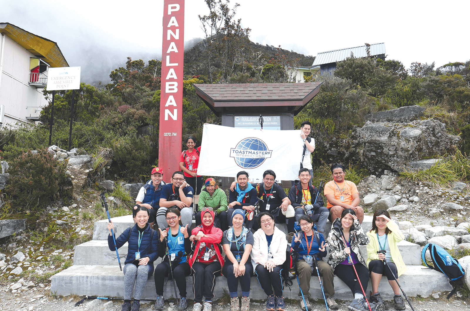 Group of Toastmasters members at Mount Kinabalu