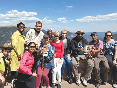 A group of Toastmasters from all over the world explores Rocky Mountain National Park near Denver, Colorado, before attending the International Convention. 