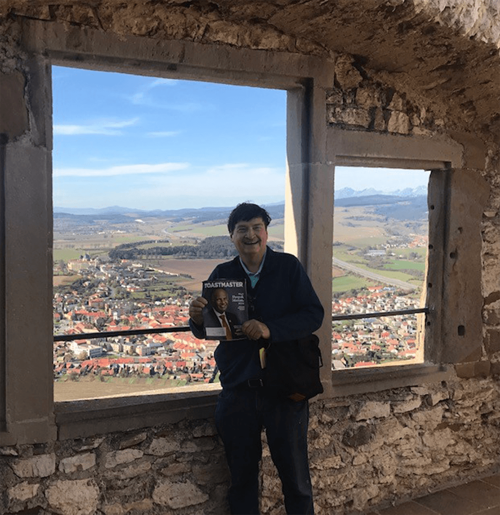 Darryl Doane of Canton, Ohio, pauses for a photo in Spiš Castle in eastern Slovakia, just above the town of Spišské Podhradie. The ruins of the castle form one of the largest castle sites in Central Europe. 