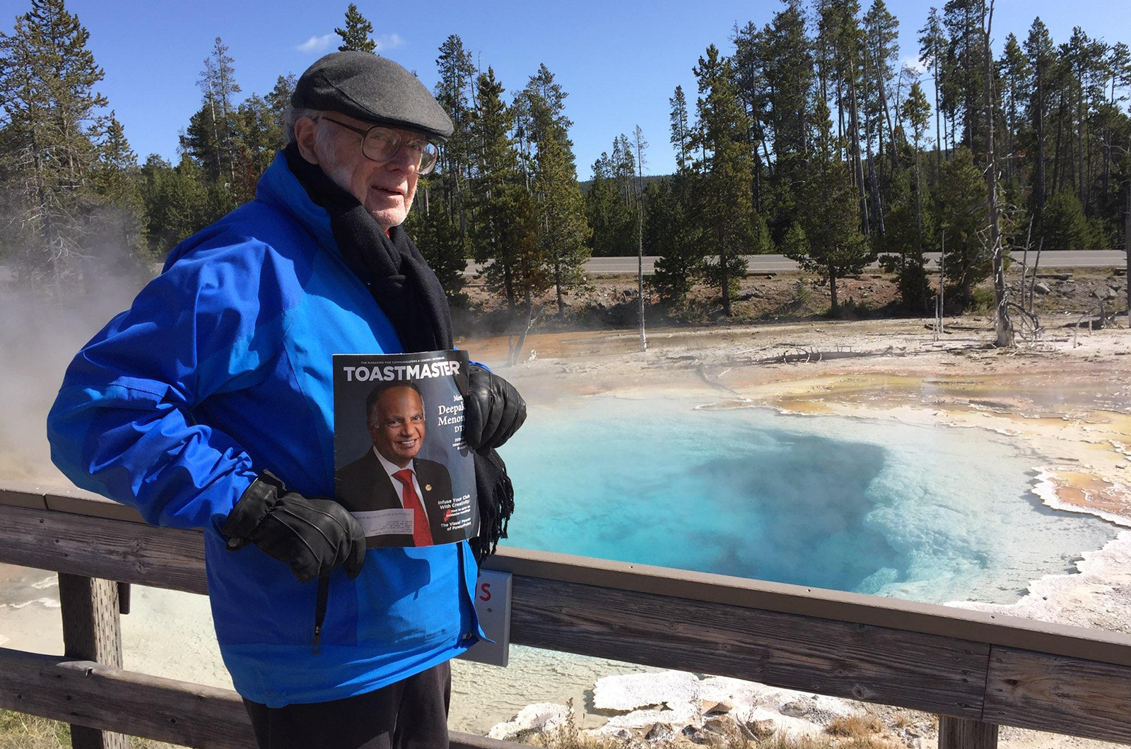 Ted Merry, DTM, of Mobile, Alabama, shares the beauty of a hot spring in Wyoming’s Yellowstone National Park.