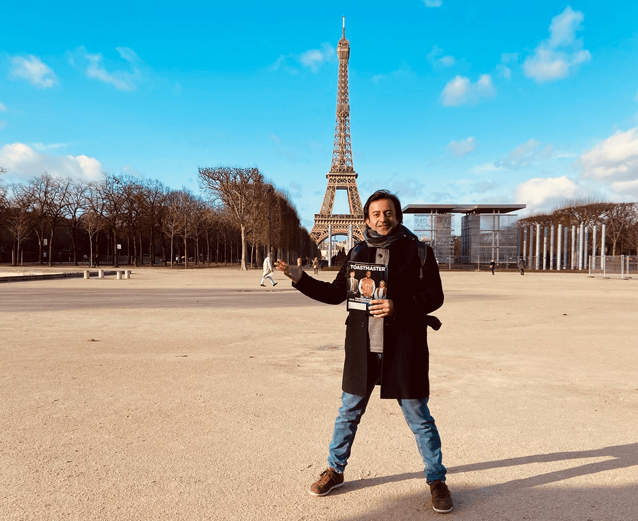 Ramin Kaweh of Geneva, Switzerland, visits Paris, France, where 2020 Toastmasters International Convention will take place. 